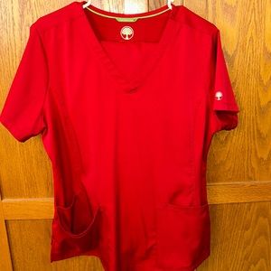 Red healing hands scrubs